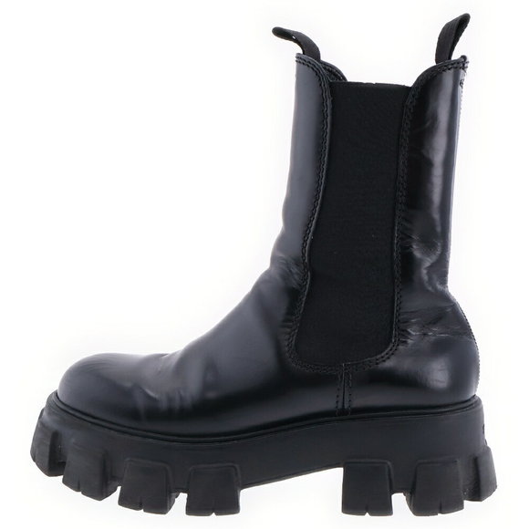 Prada Monolith Brushed Leather Chelsea Boots Black - Picture 1 of 5